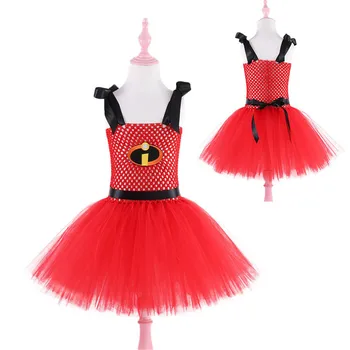 

Red Black Incredibles Inspired Kids Party Dresses Girls Tutu Dress Children Superhero Tutu Costume for Halloween Cosplay