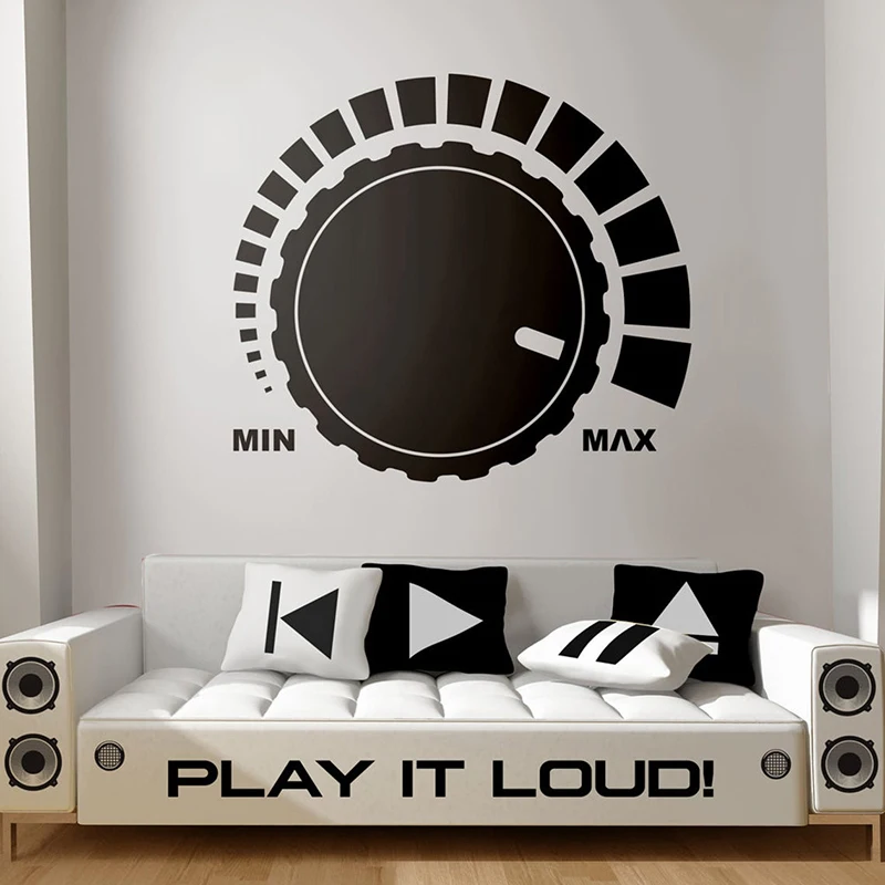 Large Music Studio Loud Volume Knob Wall Sticker Bedroom Play Room Mixer Sliders Console Knobs Recording Audio Wave Wall Decal  (2)