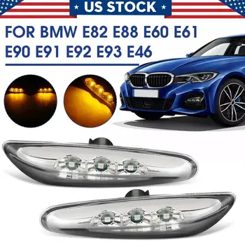 

Pair LED Turn Signals Side Marker Lights with Clear Lens Yellow Pair For BMW E82 E88 E60 E61 E90 E91 E92 E93 1434033 Replacement