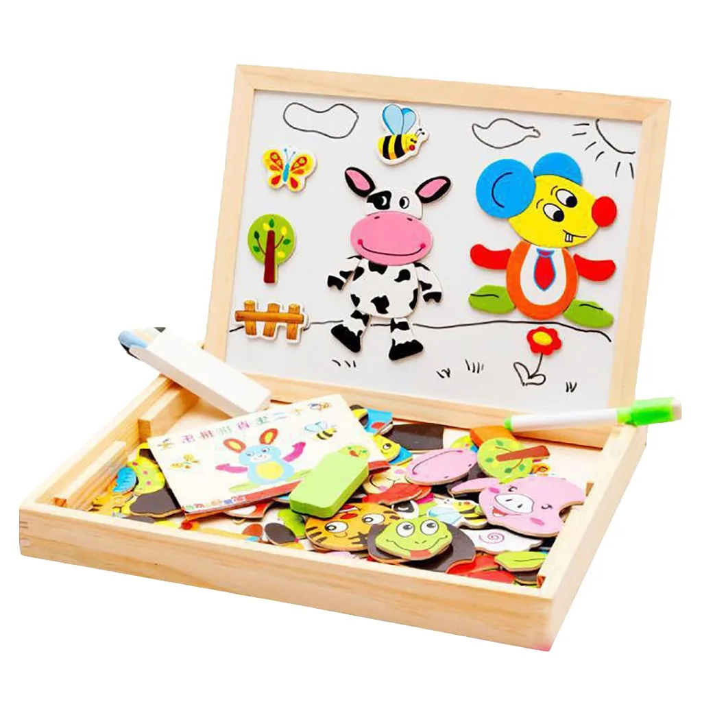 Модные Обучающие Развивающие игрушки детские деревянные магнитные головоломки