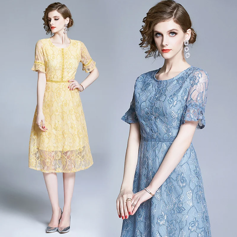 Женское платье трапеция Simgent повседневное элегантное кружевное средней длины с