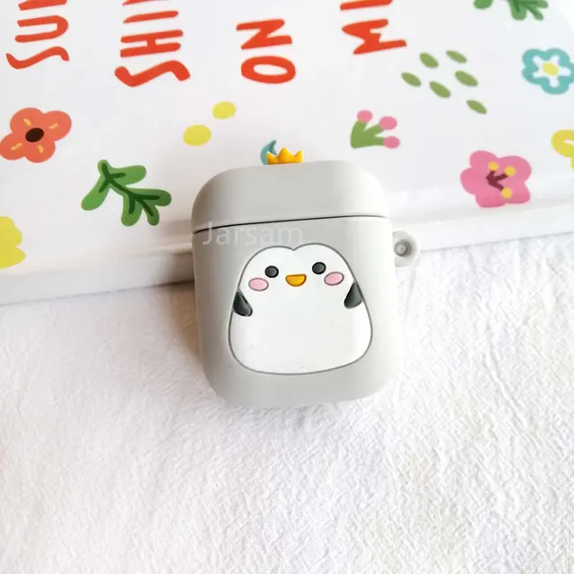 Creativity Cartoon funny cute silicone Case For Airpods 2 1 cover For Air pods 1 2 Case Wireless charging soft Cover Box penguin