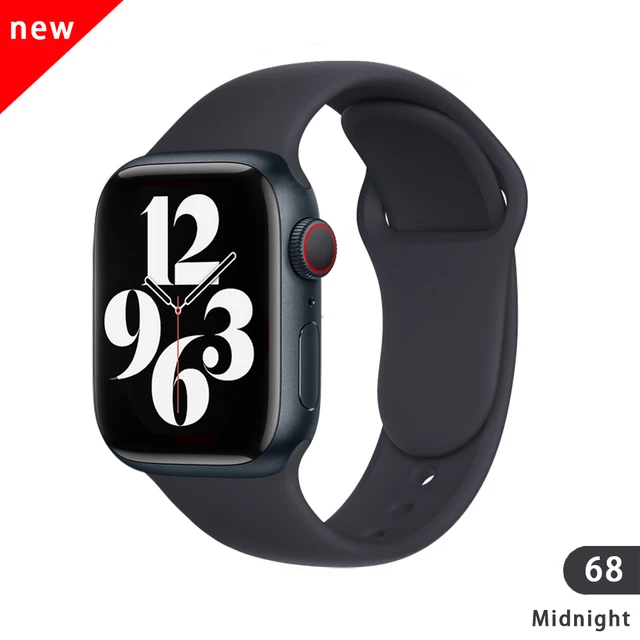 Soft Silicone Sport Band for Apple Watch SE 7 Series 44MM 40MM rubber Watchband Strap on smart iWatch 654321 42MM 38MM bracelet Midnight