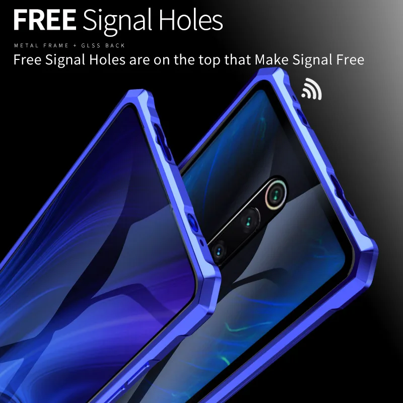 For Xiaomi Redmi K20 /K20 Pro cases Tempered glass back cover For Xiaomi Mi 9T /9T Pro Aluminum Metal bumper Frame cover coque