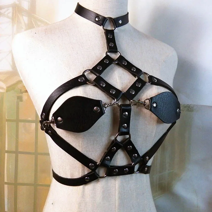 Панк сексуальный кожаный бюстгальтер сбруя бондаж для тела пояс женский пояс Бюстье скульптуры грудь подвязка жгут грудь клетка