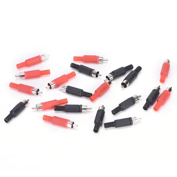 JETTING New 20 Pcs Black & Red Solder RCA Male Plug Audio Video Adapter Connector