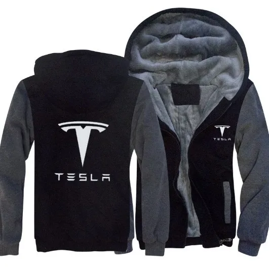 Зима Осень мужские куртки с принтом Tesla Толстовка утолщенная теплая Повседневная стильная мужская толстовка с капюшоном пальто
