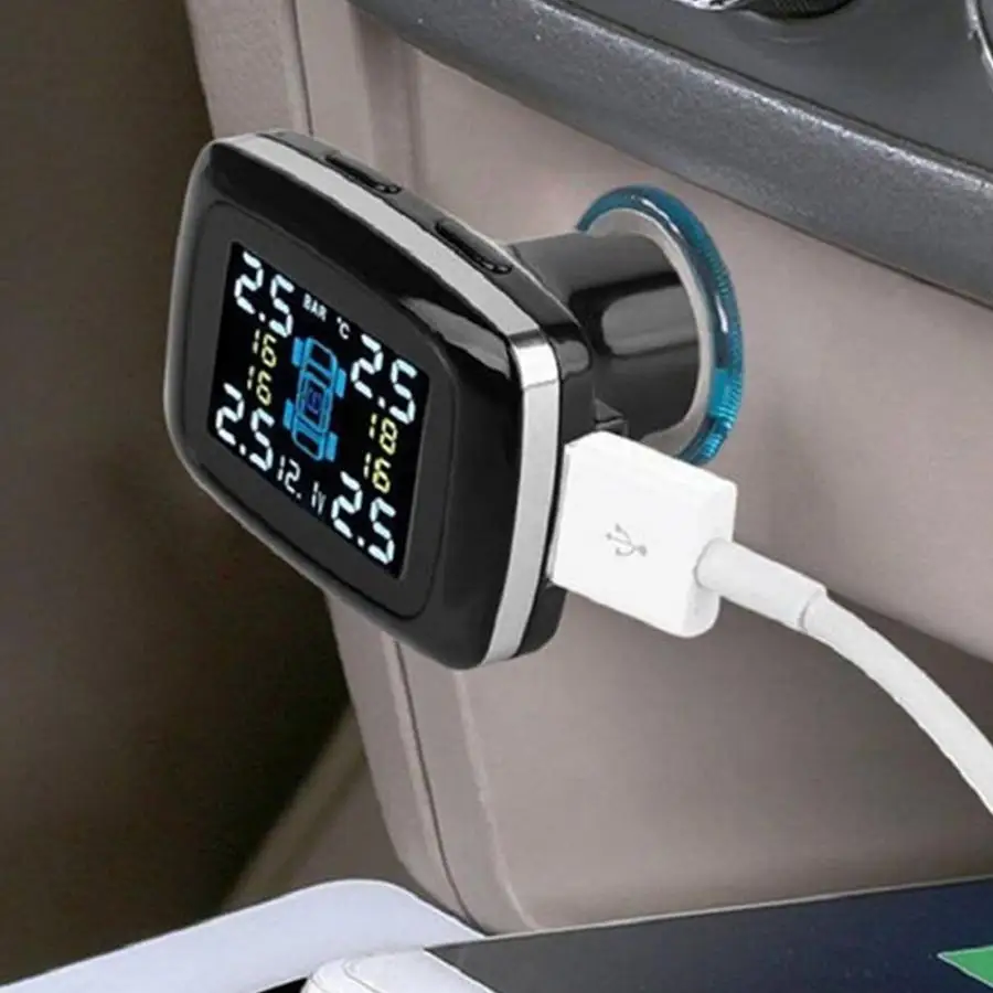 Автомобиль TPMS система контроля давления в шинах прикуриватель цифровой ЖК-дисплей автоматическая система охранной сигнализации s давление в шинах