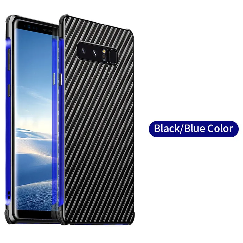 Blue Жесткий чехол для телефона samsung S8 S9 S10 Plus note8 note9 note10pro карбоновая рамка Корпус металлический бампер противоударный чехол - Цвет: Blue