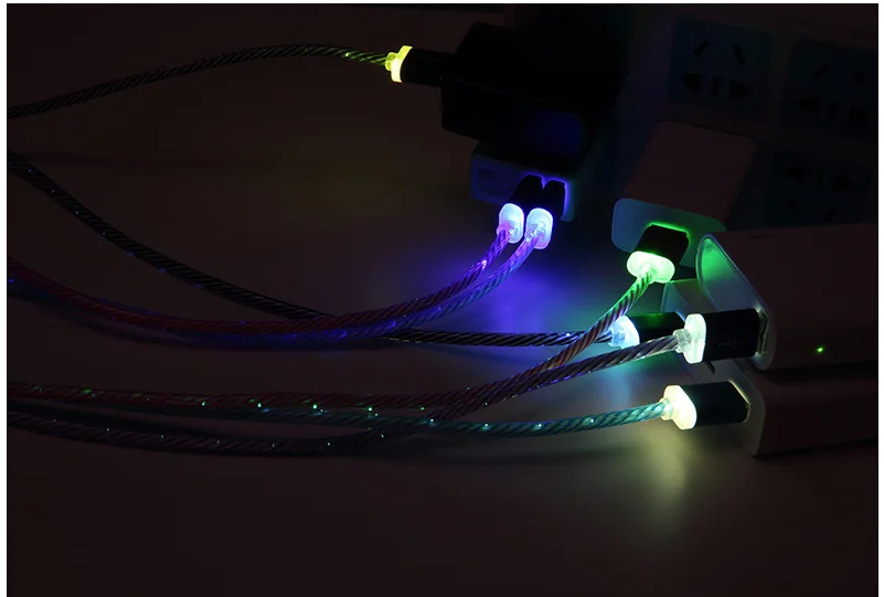Светодиодный кабель Micro usb type-C 1 м, кабель для быстрой зарядки мобильного телефона для Iphone Xr samsung S8 A50 Xiaomi Redmi, usb-шнур для мобильного телефона