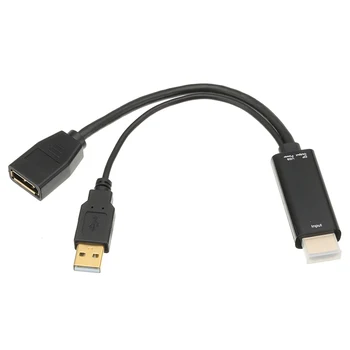 

3840x2160 UHD 4K HDMI To DP Extensions Cable with USB Power HDMI1.4 Male To DisplayPort Female Adapter Cable For HDMI PC DP