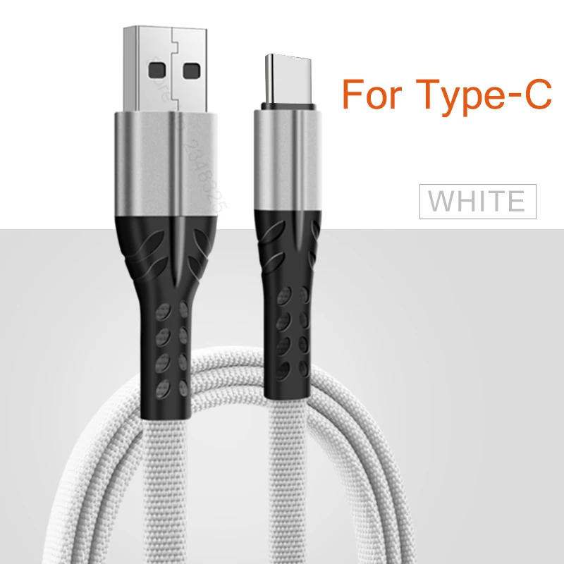 Micro USB кабель нейлоновая ткань вязание 3.5A кабель передачи данных для быстрой зарядки тип-c Дата линия зарядное устройство мобильного телефона Micro USB шнур - Цвет: For Type C White
