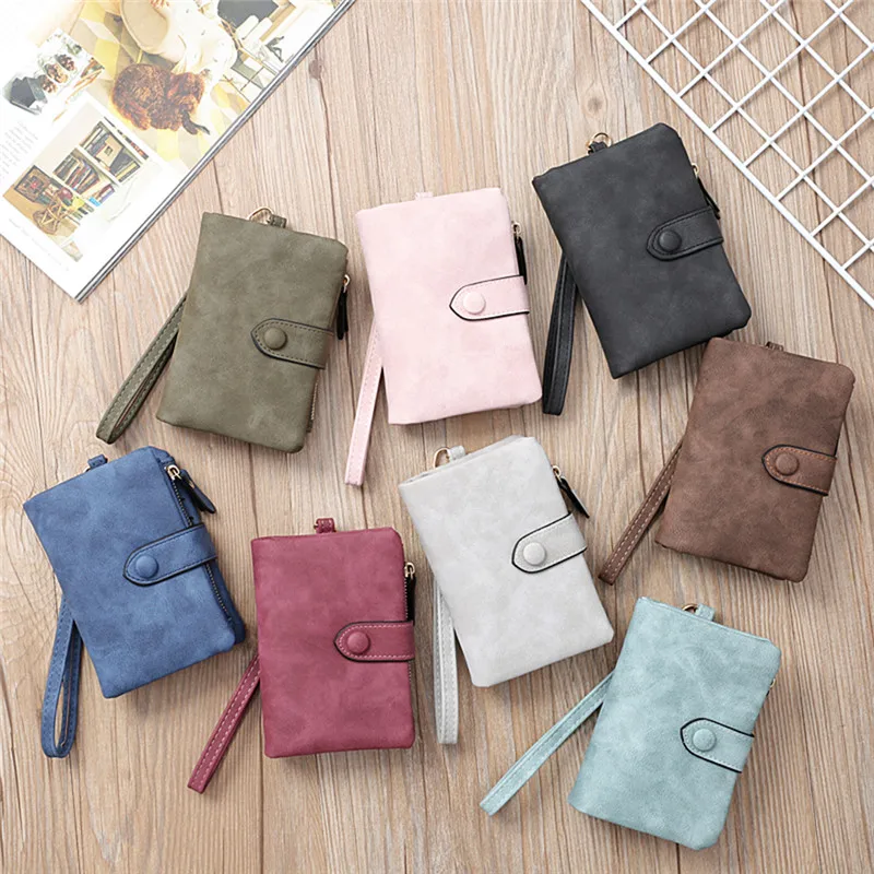 

Lady PU Leather Money Bag Clutch Wallet Short PU Purse Coin Card Holder Handbag Hot New More Screens Women Folding Short Wallet