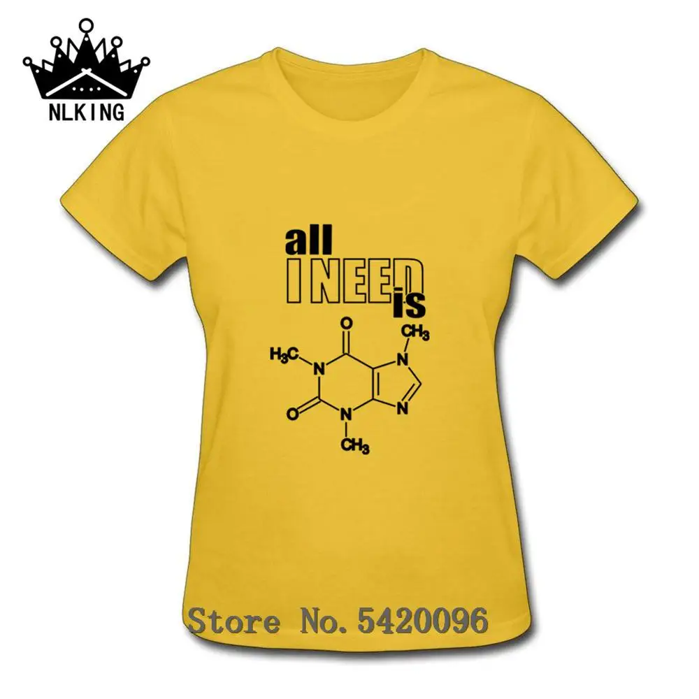 Женская футболка из физики и биологии забавная биохимии homme All I need is caffeine nerd design