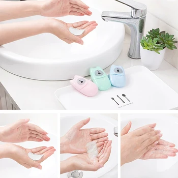 

50pcs/box Antibacteria Soap Travel Washing Hand Bath Soap Paper Scented Slice Sheets Foaming Soap Case Paper Disposable Soap