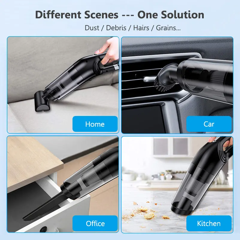 Cordless Handheld Vacuum Cleaner 8000Pa USB Rechargeable Portable Wireless Vacuum Cleaner for Home Office Car Cleaning