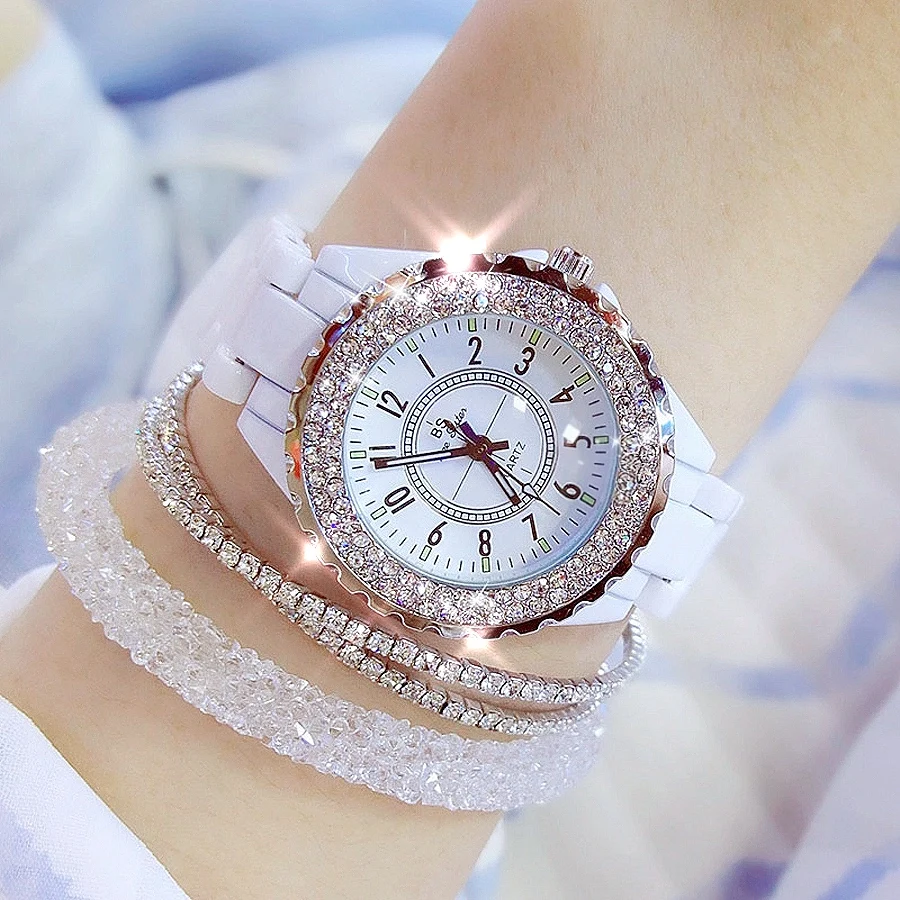 

BS bee sister Women Watch Luxury Wrist Watch Women White Ceramic Fashion Ladies Watch Reloj Mujer Gifts For Women Saati