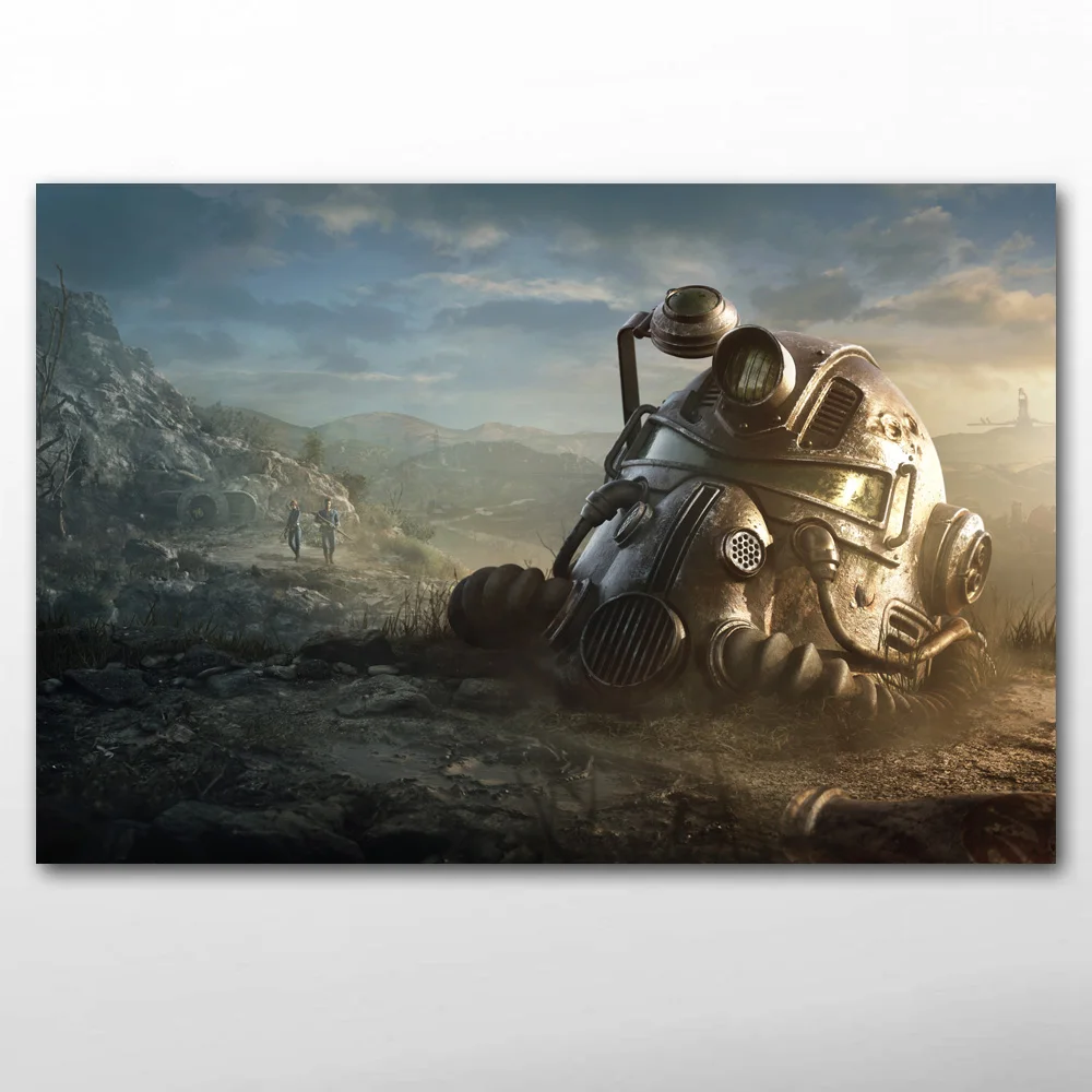 Фоллаут видео игры шлем Wall Art Плакаты HD принты картины на холсте для Декор в