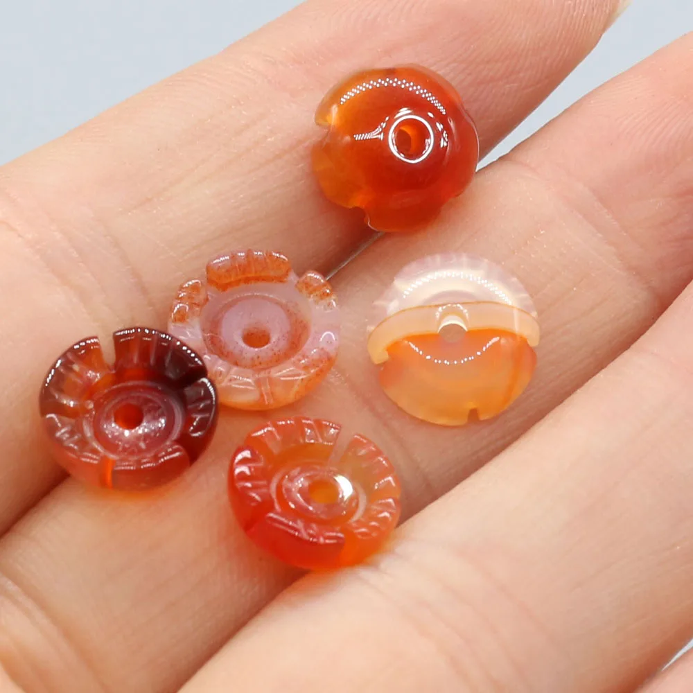 15PCS Wholesale Natural Stone Flower Shape Carved Petal 9MM Beads Pendant Making DIY Necklace Earring Charm Jewelry Gift