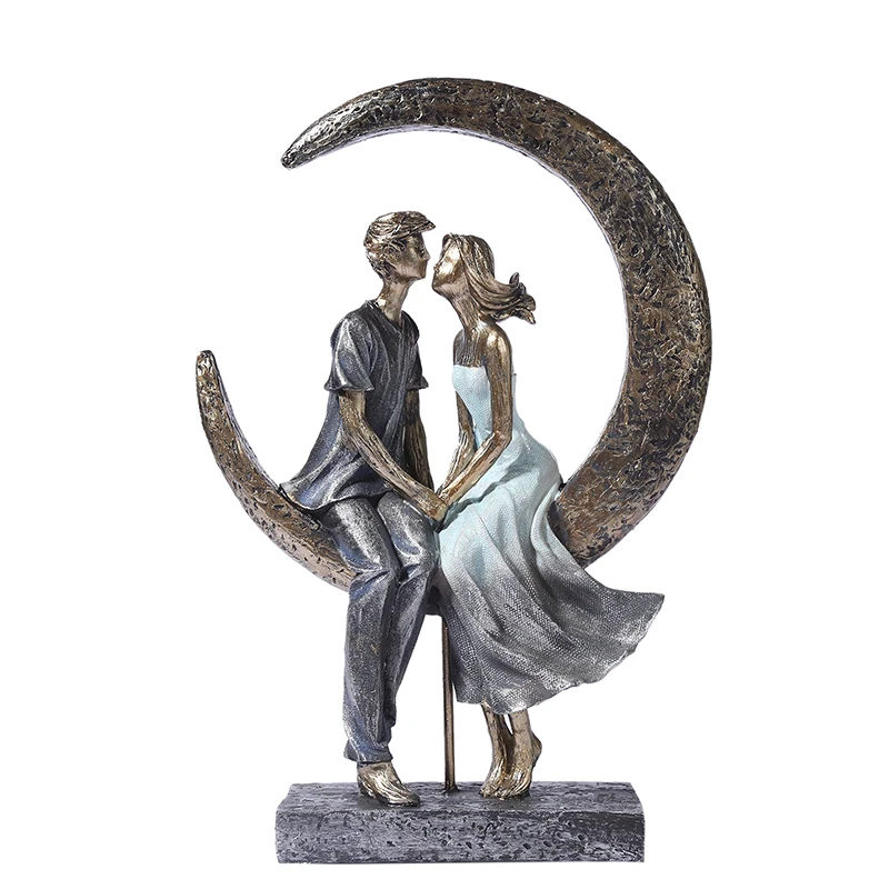 Estatua romántica de luz de luna para pareja, escultura de resina con fecha  para amantes, adorno para el hogar, artesanía, regalo del Día de San  Valentín para decoración de boda - AliExpress