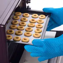 Кухонные перчатки для выпечки с силиконовой изоляцией для микроволновой печи Нескользящие термостойкие перчатки с пятью пальцами