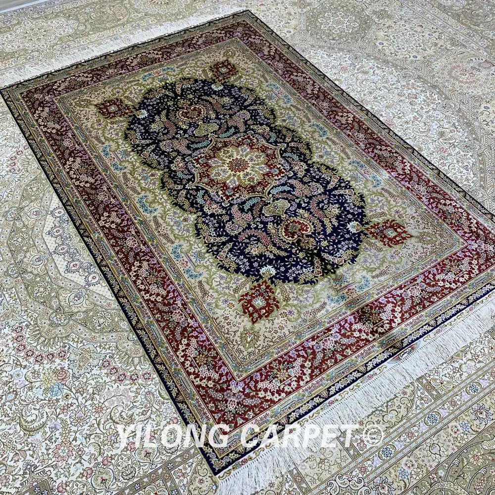 Yilong 4'x6' ручной работы Цветочные персидские ковры изысканный турецкий Шелковый ковер (ZQG231A)