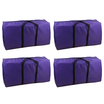 

4pcs Home With Handles Zipper Closure Organizer Heavy Duty Extra Large For Clothes Moving Tote Comforter Blankets Storage Bag