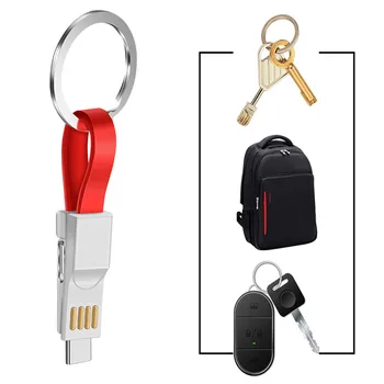 

Mini magnetic 3 In 1 Keychain Charger Cable Key Ring USB Data Cord For iPhone Android Type-C key chain