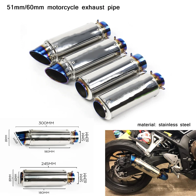 245 Millimetri 300 Millimetri Di Trasporto Del Motociclo Di Scarico Del Silenziatore Del Tubo Con Rimovibile Db Killer Link 51 Millimetri 60 Millimetr