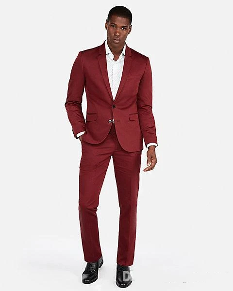 

2019 New Dark Red Two Button Wedding Tuxedos Suits For Men Groomsmen Suit Two Pieces Cheap Prom Formal Suits (Jacket +Pants)