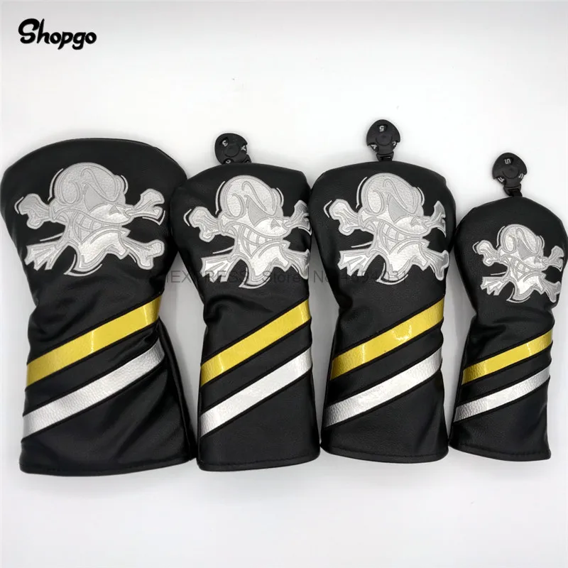 

[3 Colors] Skull Golf Driver Fairway Woods Hybrid Headcovers 135ut Waterproof PU Golf Covers Novelty Gift