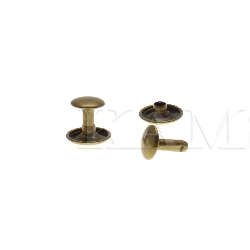 Antique Brass 100 шт./компл. металлический двойной Кепки заклепки шпилька быстрого заклепки столкновения ногтей металлический британский бренд, острый носок, ремесло ремонт 4 цвета - Цвет: Antique Brass