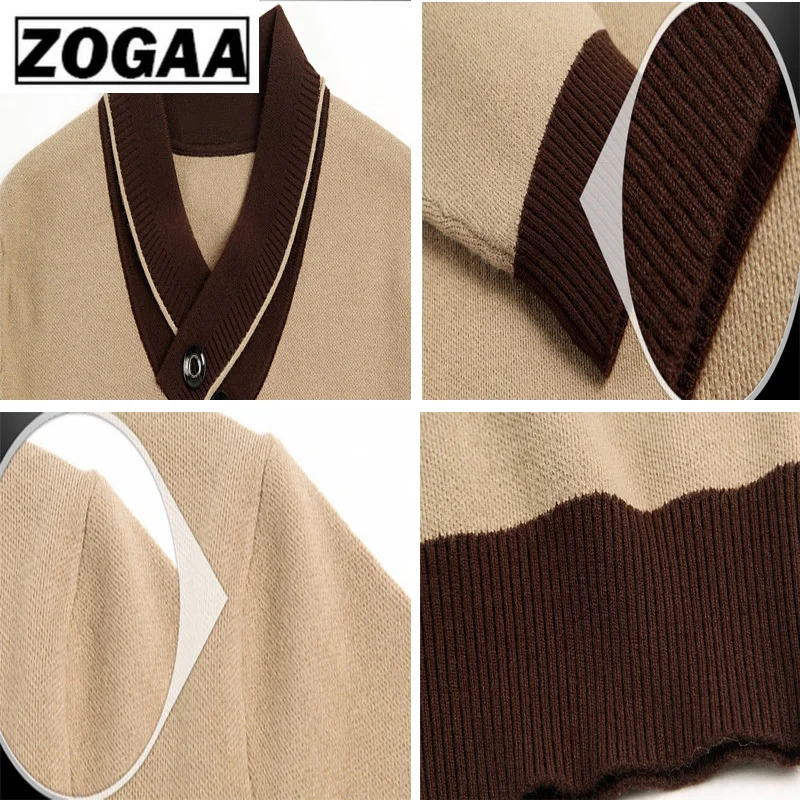 ZOGAA, Осень-зима, мужской свитер, Повседневный, водолазка, однотонный, свитер, мужской, двойной воротник, облегающий, вязанный, пуловер, одежда