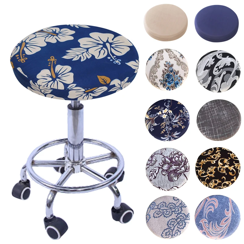 Round Chair Cover Elastic Slipcover Seat Protection Floral Printed Home