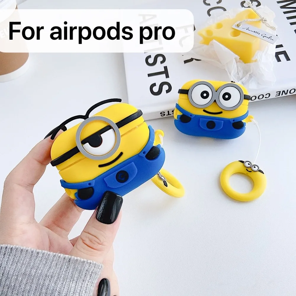 Высококачественный силиконовый чехол с миньонами airpods/Чехол airpods pro с брелком для apple airpods pro защитный чехол