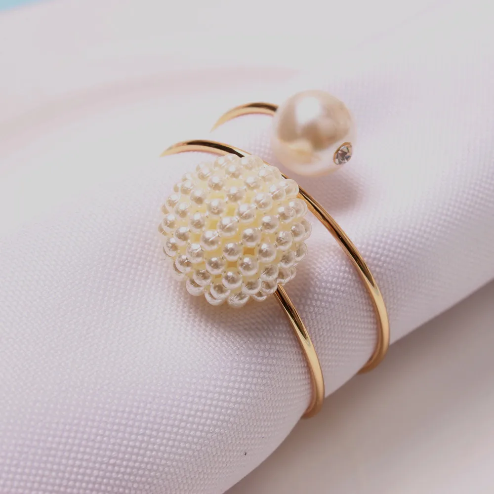 Pearl Rose Flower Napkin Buckle Wedding Ring 6Pcs napkin ring
