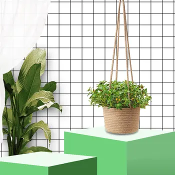 

Garden Nordic Hanging Plant Pot Plants Hanger Cotton Rope Hanging Natural Seagrass Flower Planting Basket Basket Holder Decor
