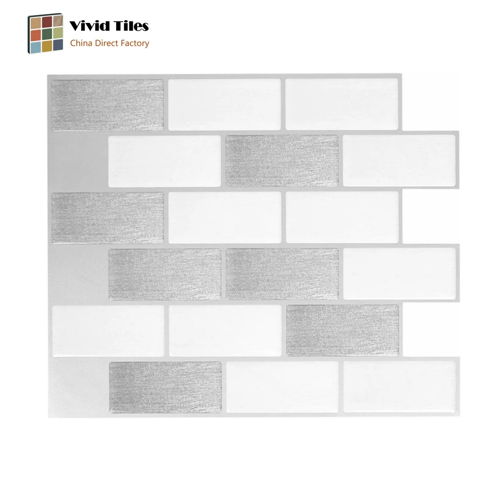 Vividtiles настенные Стикеры серо белые клеящиеся для самостоятельной сборки