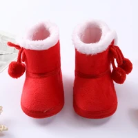 Baywell Winter Baby Warm Red Boots - Fluffy Flock Snow Slip On Shoes for Girls Toddler 0-18 Months 2