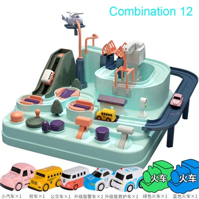 DIY трек-игрушки 3D автомобильный трек, приключенческий комплект автомобилей, сборка железная дорога игрушечные модели автомобиля, парковка для детей, день рождения - Цвет: Combination 12