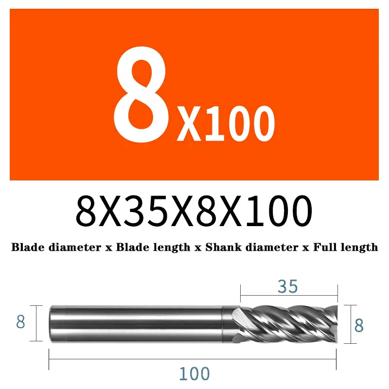 four jaw chuck HRC68 Solid Carbide End mills 4 Flute Tungsten Stainless Steel Titanium Alloy Special Milling Cutter Machining Center CNC Tools heavy duty bench vise Machine Tools & Accessories