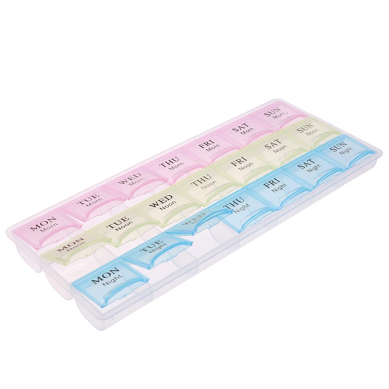 2 Rows / 3 Rows Weekly 7 Days Candy Pill Case Medicine Tablet Dispenser Carry Pill Box Splitters Pill Storage Supplies
