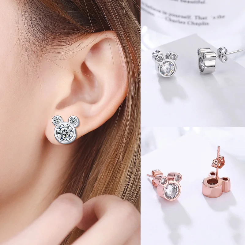 

Mini Mouse Earing Tiny Mickey Crystal Earrings Women Kids Earring Small Animal Ear Studs Pendientes Cartoon Movie Jewelry