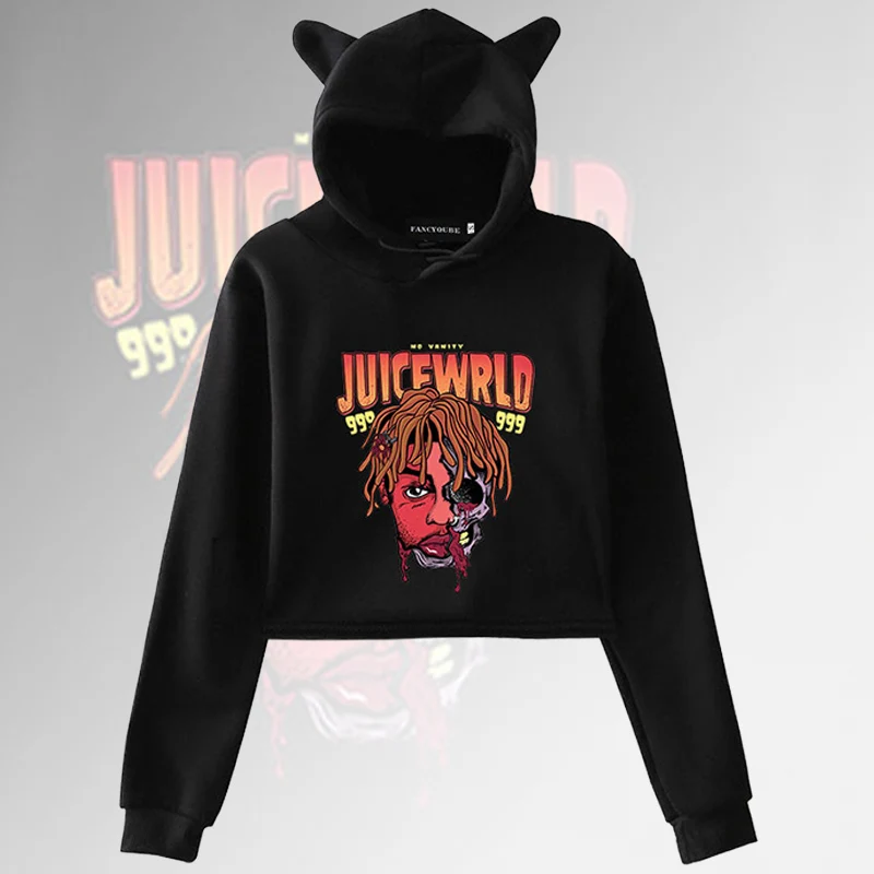 Juice Wrld хип хоп рэпер же абзац толстовка Модные женские толстовки Толстовка с кошачьими ушками Горячий тренд повседневная одежда