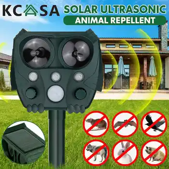 

KCASA Solar Ultrasonic Animal Repeller Outdoor Garden Waterproof Pest Repeller Snake Cat Dog Bird Dispeller Keep Animals Away
