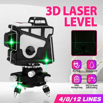 

ZEAST 12 Lines 3D Laser Level Green Laser Line Self-Leveling 360 Degree Horizontal Vertical Cross Lines With Tripod Outdoor