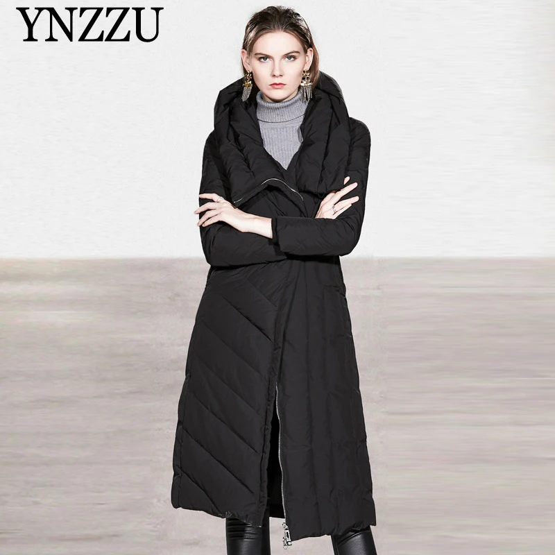 Женский длинный пуховик с поясом зимняя плотная теплая куртка большого размера