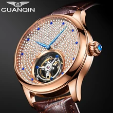 GUANQIN часы,, Tourbillon, механический Сапфир, мужские часы, стразы, мужские часы, лучший бренд, роскошные часы