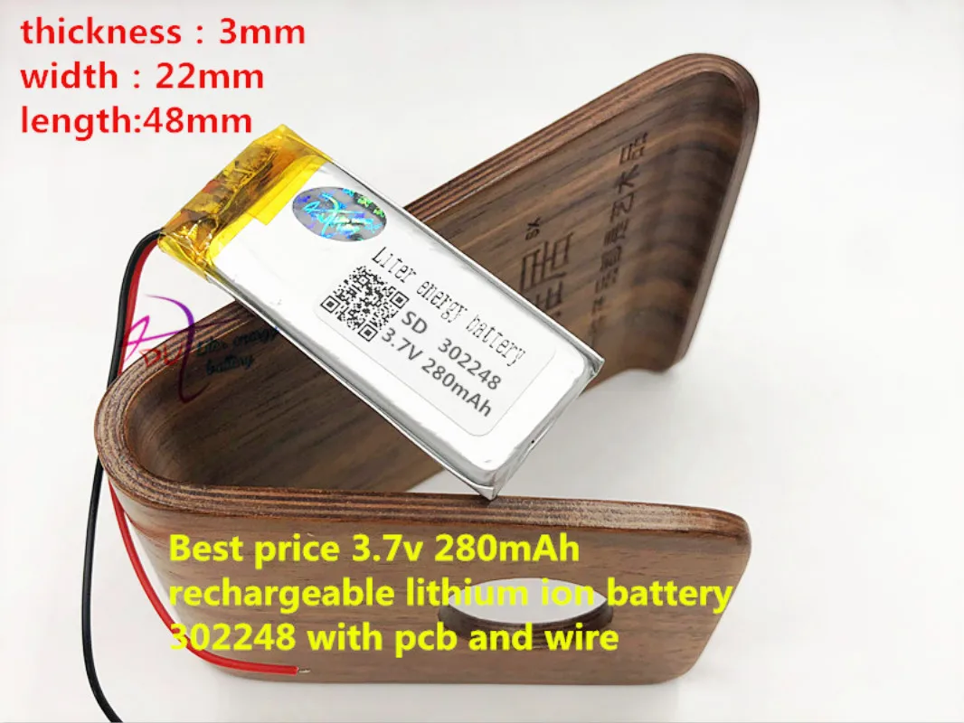 

302248 3.7v 280mAh rechargeable lithium ion battery MP3 MP4 MP5 small toys e-books GPS PDA Bluetooth stereo