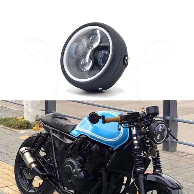 6," Angel Eye DRL фара мотоцикла для спортстеров XG XR VRSCD Dyna проектор светодиодный хром круглая фара